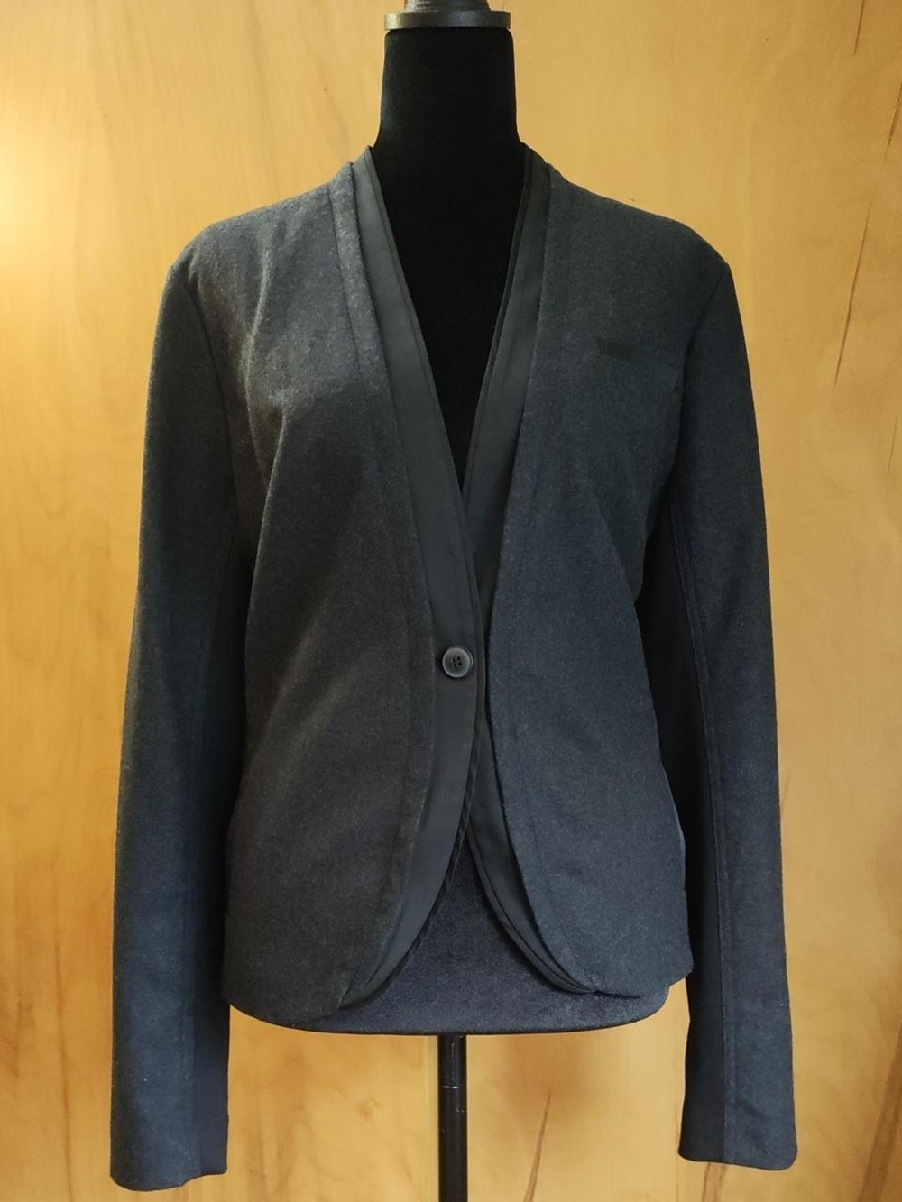 Simply Vera Vera Wang Charcoal Gray Single-Button Blazer